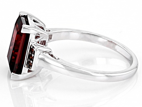 Red Garnet Rhodium Over Sterling Silver Ring 3.19ctw