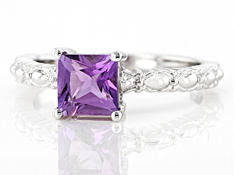 Amethyst Rhodium Over Sterling Silver Ring 1.12ct