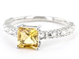 Yellow Citrine Rhodium Over Sterling Silver Ring 1.12ct