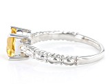 Yellow Citrine Rhodium Over Sterling Silver Ring 1.12ct