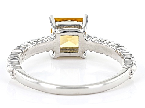 Yellow Citrine Rhodium Over Sterling Silver Ring 1.12ct