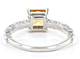 Yellow Citrine Rhodium Over Sterling Silver Ring 1.12ct