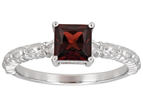 Red Garnet Rhodium Over Sterling Silver Ring 1.26ct