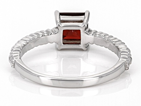 Red Garnet Rhodium Over Sterling Silver Ring 1.26ct