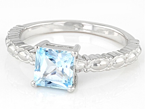 Sky Blue Topaz Rhodium Over Sterling Silver Ring 1.26ct