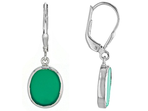 Green Onyx Rhodium Over Sterling Silver Dangle Earrings