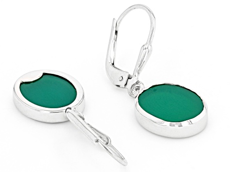 Green Onyx Rhodium Over Sterling Silver Dangle Earrings