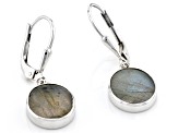 Labradorite Rhodium Over Sterling Silver Dangle Earrings