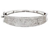 White Zircon Rhodium Over Sterling Silver Bangle Bracelet 6.84ctw.