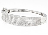 White Zircon Rhodium Over Sterling Silver Bangle Bracelet 6.84ctw.