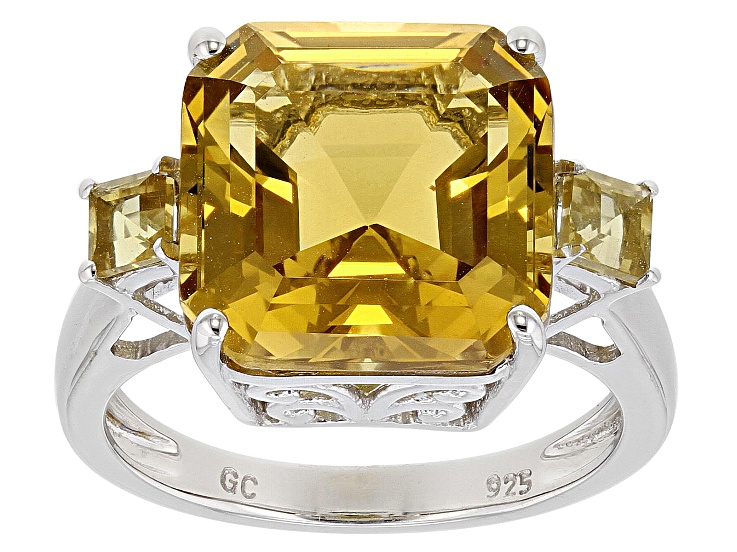 Champagne Quartz Rhodium Over Sterling Silver Ring 7.65ctw