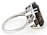 Smoky Quartz Rhodium Over Sterling Silver Ring 10.44ctw