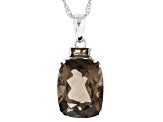 Smoky Quartz Rhodium Over Sterling Silver Pendant 
With Chain 10.17ctw