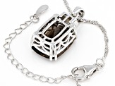 Smoky Quartz Rhodium Over Sterling Silver Pendant 
With Chain 10.17ctw