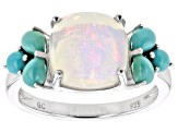 White Ethiopian Opal Rhodium Over Sterling Silver Ring