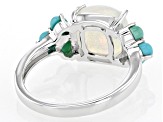 White Ethiopian Opal Rhodium Over Sterling Silver Ring