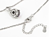 Purple Aurora Moonstone With White Zircon Rhodium Over Sterling Silver Pendant With Chain .05ctw