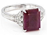 Red Indian Ruby Rhodium Over Sterling Silver Ring 4.16ctw