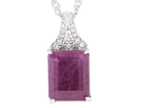 Red Indian Ruby Rhodium Over Sterling Silver Pendant With Chain 4.12ctw