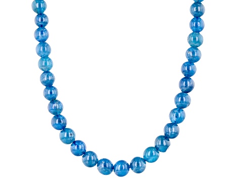 Blue Neon Apatite Rhodium Over Sterling Silver Beaded Necklace