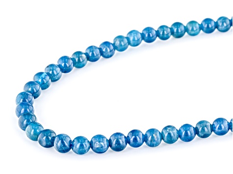Blue Neon Apatite Rhodium Over Sterling Silver Beaded Necklace