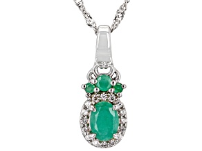 Green Sakota Emerald Rhodium Over Sterling Silver Pendant With Chain 1.00ctw
