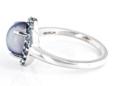 Blue Aurora Moonstone Rhodium Over Sterling Silver Ring 0.57ctw