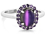 Violet Aurora Moonstone Rhodium Over Sterling Silver Ring 0.57ctw