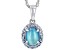 Blue Aurora Moonstone Rhodium Over Sterling Silver Pendant With Chain 0.57ctw