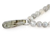Gray Labradorite Rhodium Over Sterling Silver Necklace