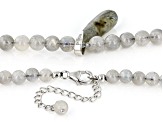 Gray Labradorite Rhodium Over Sterling Silver Necklace