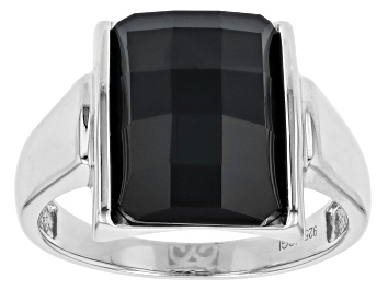 Picture of Black Onyx Rhodium Over Sterling Silver Ring
