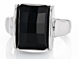 Black Onyx Rhodium Over Sterling Silver Ring