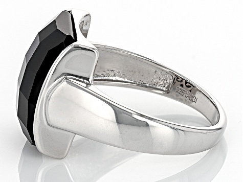 Black Onyx Rhodium Over Sterling Silver Ring