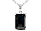 Black Onyx Rhodium Over Sterling Silver Pendant with Chain