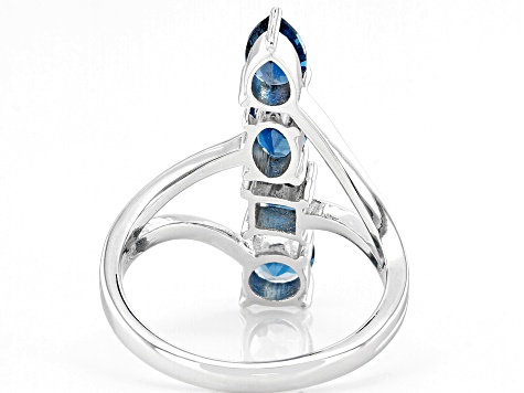 London Blue Topaz Rhodium Over Sterling Silver Ring 1.60ctw