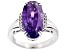 Purple African Amethyst With White Zircon Rhodium Over Sterling Silver Ring 6.47ctw