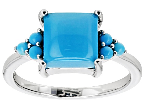 Blue Sleeping Beauty Turquoise Rhodium Over Sterling Silver Ring