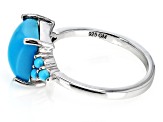 Blue Sleeping Beauty Turquoise Rhodium Over Sterling Silver Ring