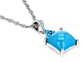 Blue Sleeping Beauty Turquoise Rhodium Over Sterling Silver Pendant With Chain