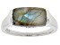 Gray Labradorite With White Zircon Rhodium Over Sterling Silver Ring .01ctw
