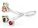 Multi-Tourmaline Rhodium Over Sterling Silver Ring .90ctw
