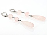 Pink Rose Quartz Rhodium Over Sterling Silver Dangle Earrings