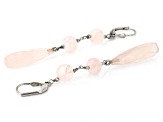 Pink Rose Quartz Rhodium Over Sterling Silver Dangle Earrings