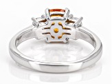 Orange Spessartite With White Zircon Rhodium Over Sterling Silver Ring 1.38ctw