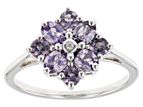 Purple Spinel Rhodium Over Sterling Silver Ring 1.03ctw