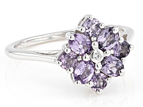 Purple Spinel Rhodium Over Sterling Silver Ring 1.03ctw