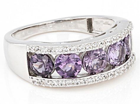 Purple Spinel Rhodium Over Sterling Silver Band Ring 1.85ctw
