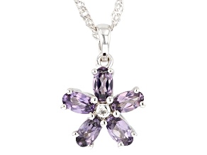 Purple Spinel Rhodium Over Sterling Silver Pendant With Chain 1.08ctw