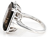 Brown Smoky Quartz Rhodium Over Sterling Silver Ring 9.90ct